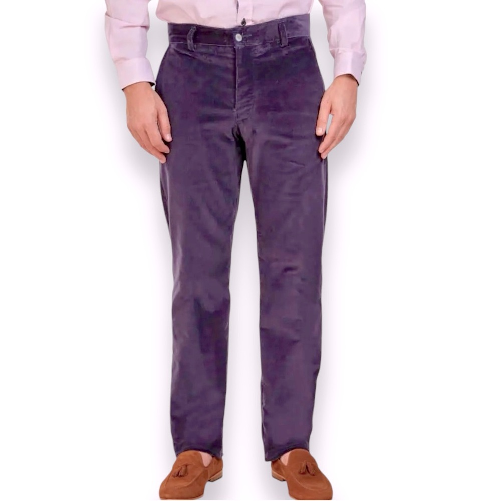 SAVANE Preppy Flat Front Cords Regular Espresso Eggplant Brown Corduroy Pants